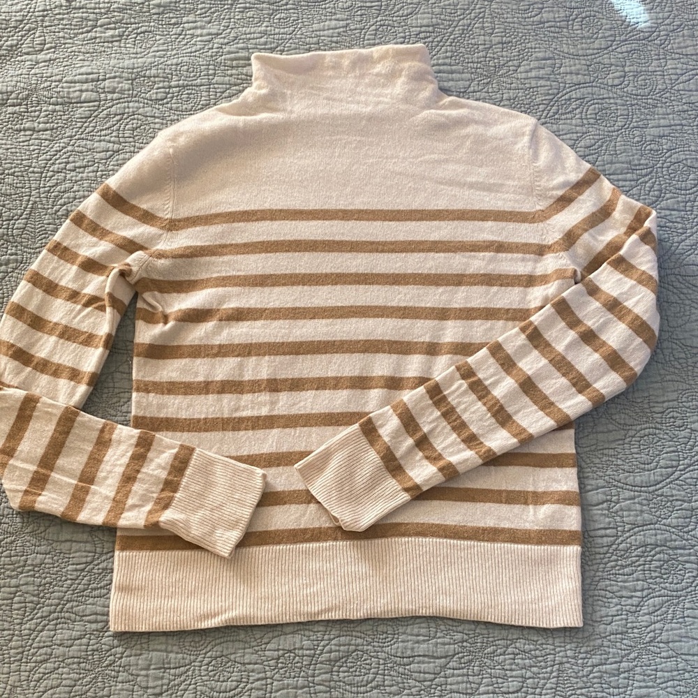 Vince Striped Mock Turtleneck Wool & Cashmere Sweater